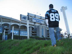 Approaching Bank of America Stadium