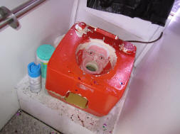 The Art Modell Toilet at Mobile Dawg's bus