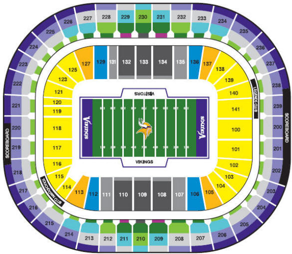 Mall of America Field at the HHH Metrodome Stadium Seating Chart