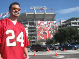 Raymond James Stadium looms in the background