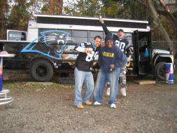 Panther fans party prowler tailgating bus