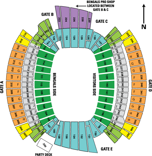 Cincinnati Bengals Football Stadium Seating Chart